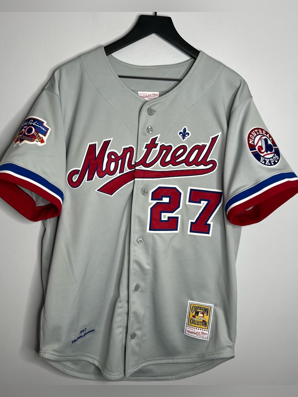 Montreal Expos Vladimir Guerrero Jersey Mens Large Grey Mitchell & Ness Baseball